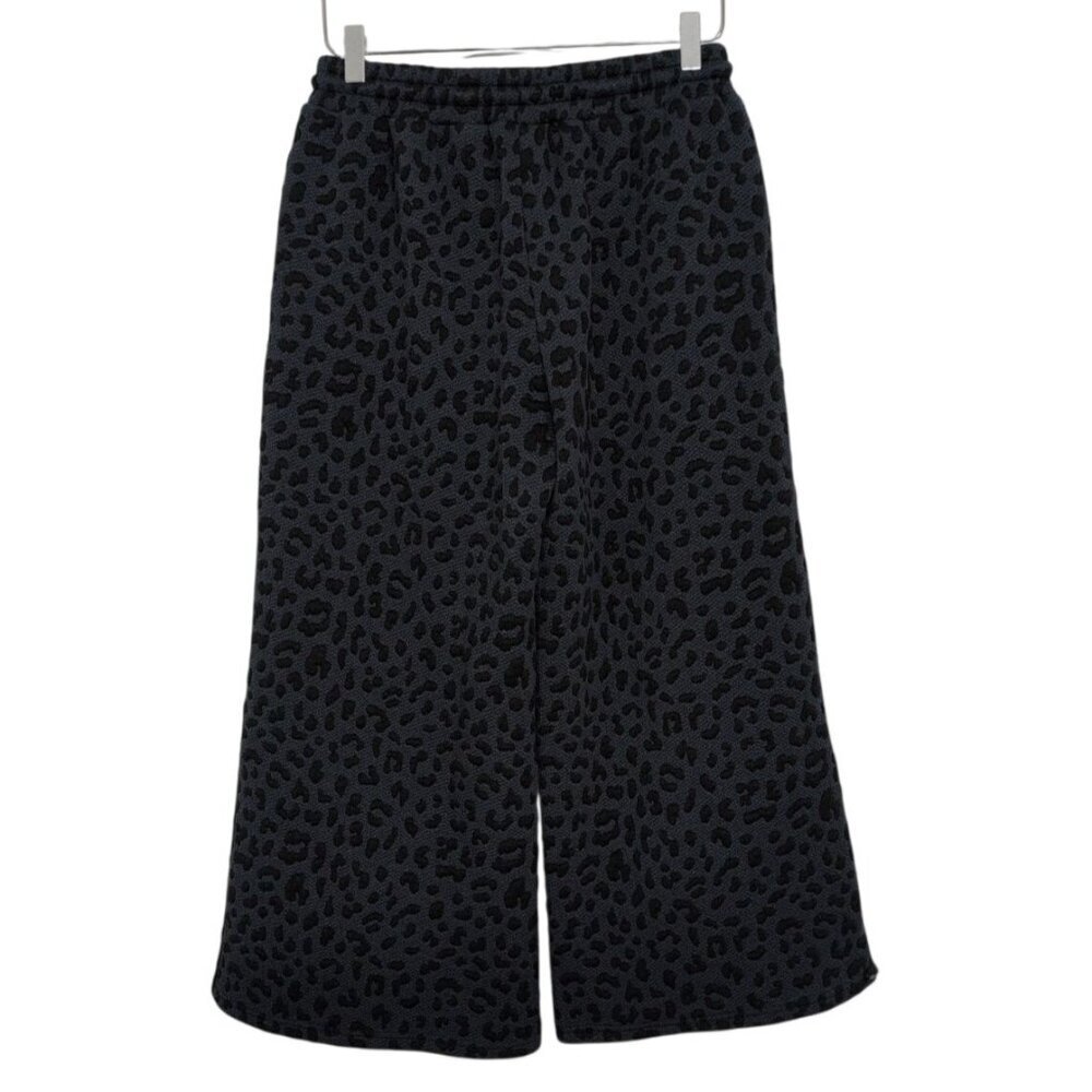 SSYS the Label Leopard Crop Pants Womens Size Medium Blue Wide Leg Drawstring - Picture 8 of 9